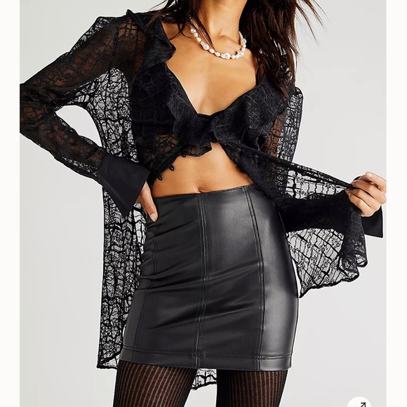 Free People Vegan Leather Mini Skirt - Picture 1 of 4